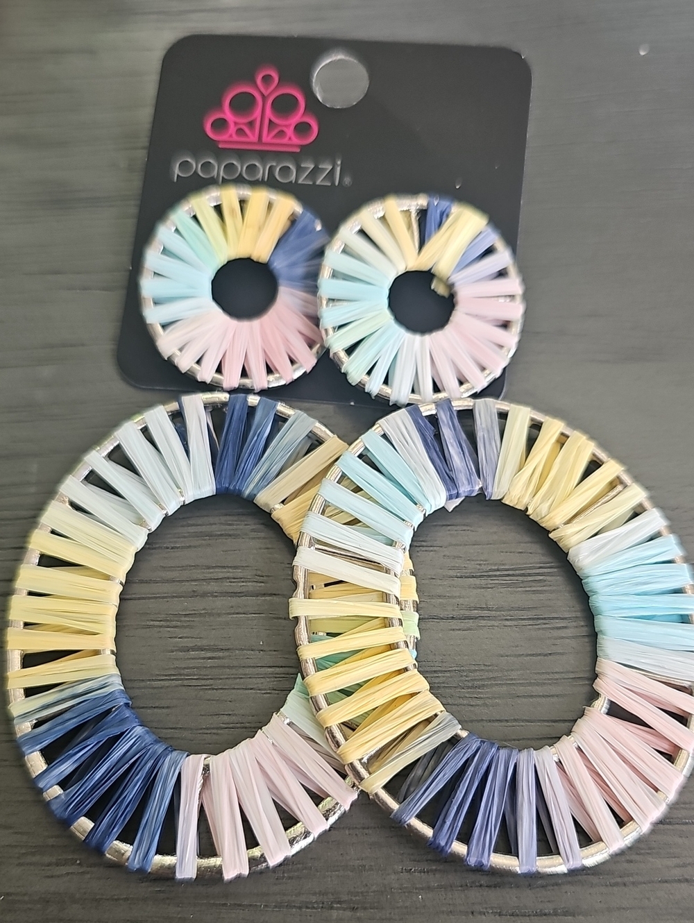 paparazzi Pastel Multi-Color Woven Earrings - Pink, Blue, Yellow, Cream